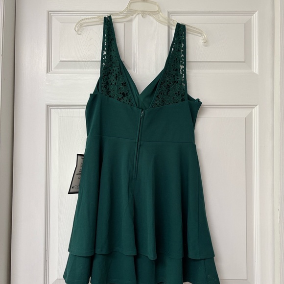 City Studio Teal Lace-Back Mini Dress - Picture 1 of 3